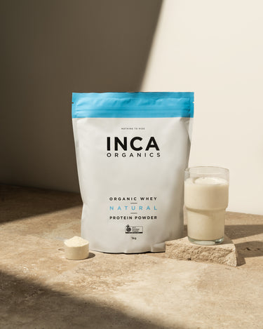 CERTIFIED ORGANIC WHEY NATURAL<br>PROTEIN POWDER (UNFLAVOURED) - 1kg - Inca Organics