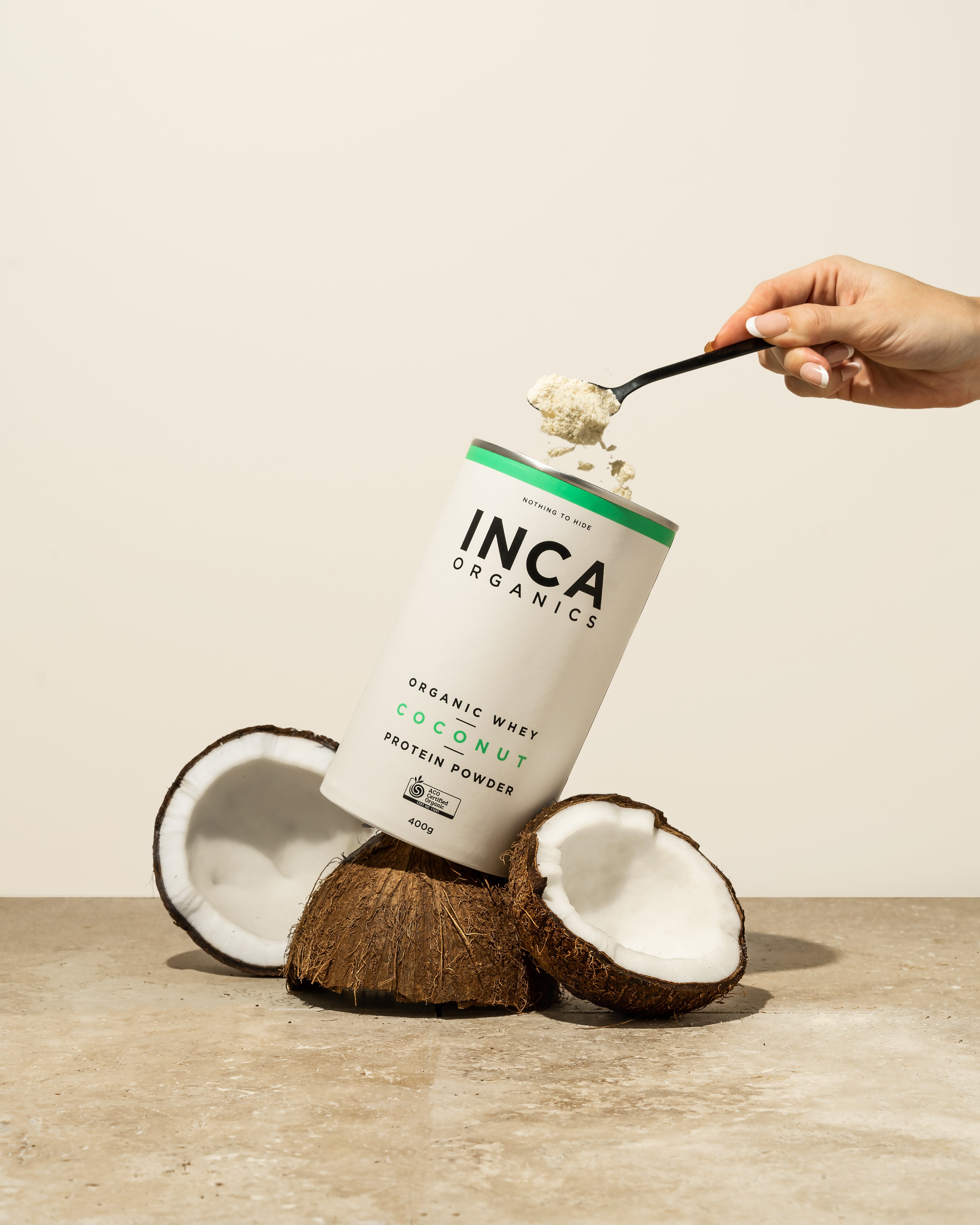 Inca Organics | CERTIFIED ORGANIC WHEY COCONUT PROTEIN POWDER 400g